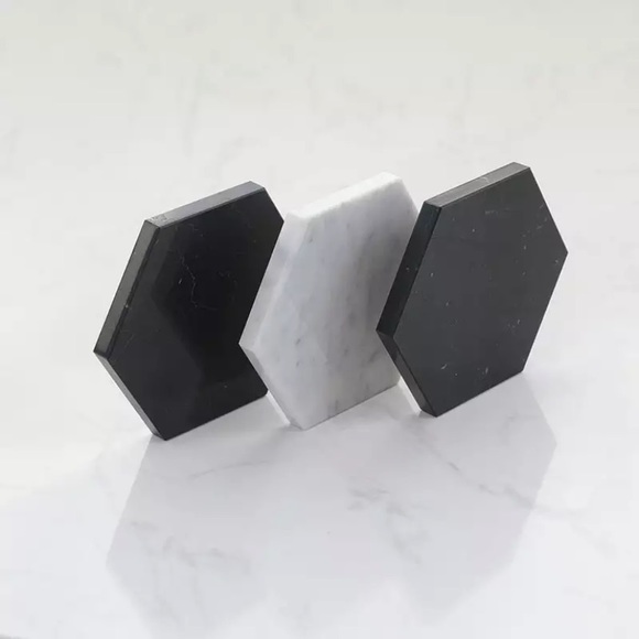 NEW! White/Grey Marble Hexagon Coasters - Picture 1 of 2
